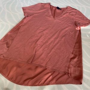 Mixed media tee v neck shirt cotton front silky back formal casual soft